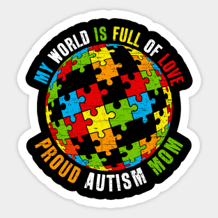 Proud Autism Mom Puzzle World Awareness Sticker